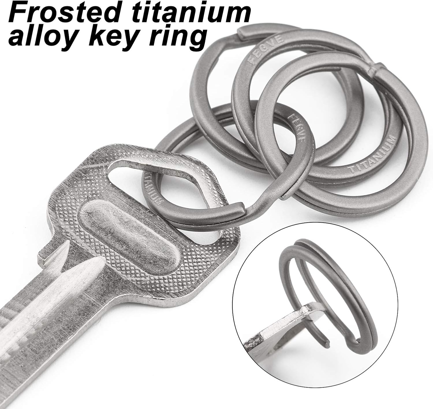 FEGVE Titanium Key Chain Rings Split Rings 4 Pack – Durable, Lightweight and Corrosion-Resistant Keyrings for Home & Car Keys