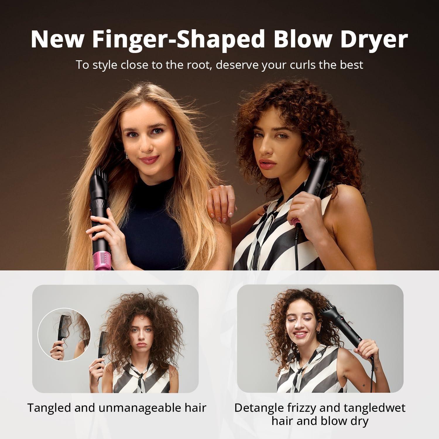 7-in-1 Hot Air Styler and Hair Dryer Brush with Auto-Wrap Curlers