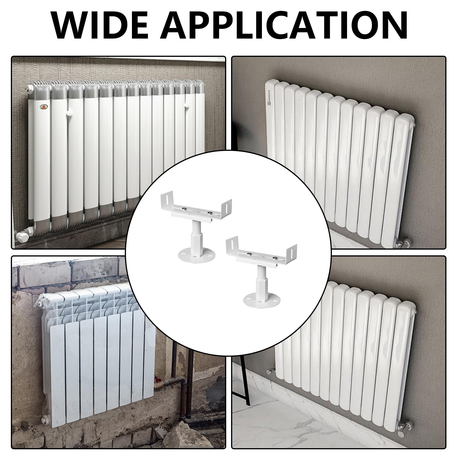 Radiateur, 2 Pièces Support De Radiateur 18-23 CM Réglable En Hauteur Et 3-22 Cm Réglable En Largeur Pieds De Radiateurs En Aluminium Support De Sol Pour Radiateurs à Colonnes