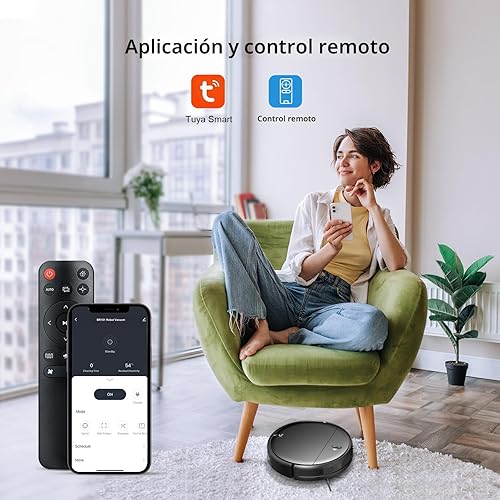 Miniatura 3 de MAMNV Robot aspirador y trapeador, 2 en 1 para alfombras y suelos duros, aspiradora robótica con Alexavozaplicación, potente y silencioso para pelo