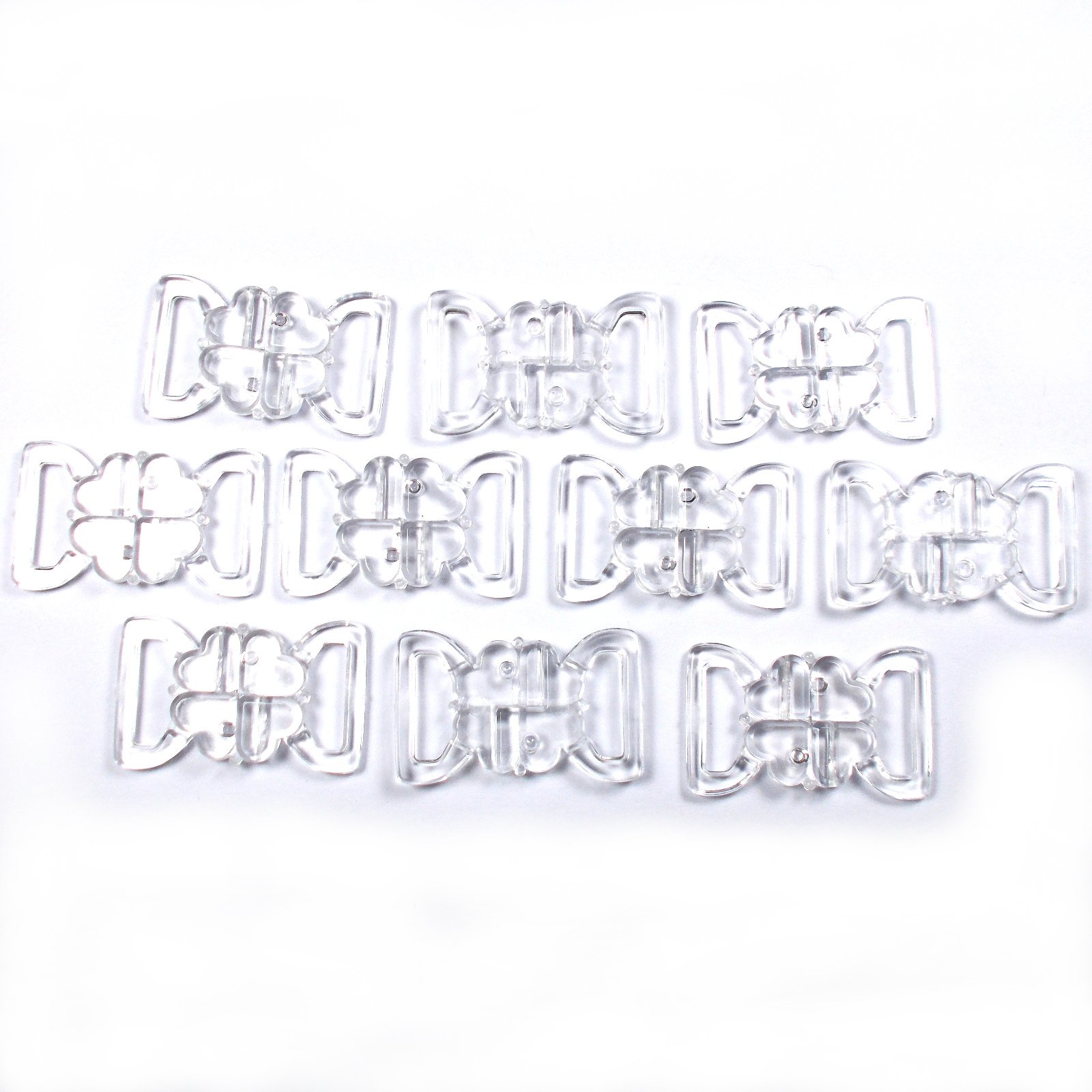 Push The Button Transparent Clover Bikini Clasp Fastener Clear Pack Of 10 (27Mm X 14Mm)