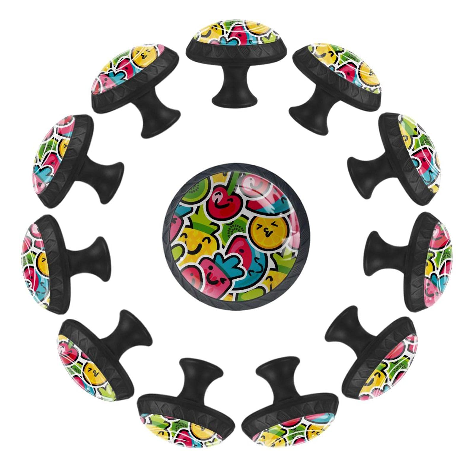 Boutons de tiroir ronds fruits 35 mm lot de 12 pour meuble de crèche