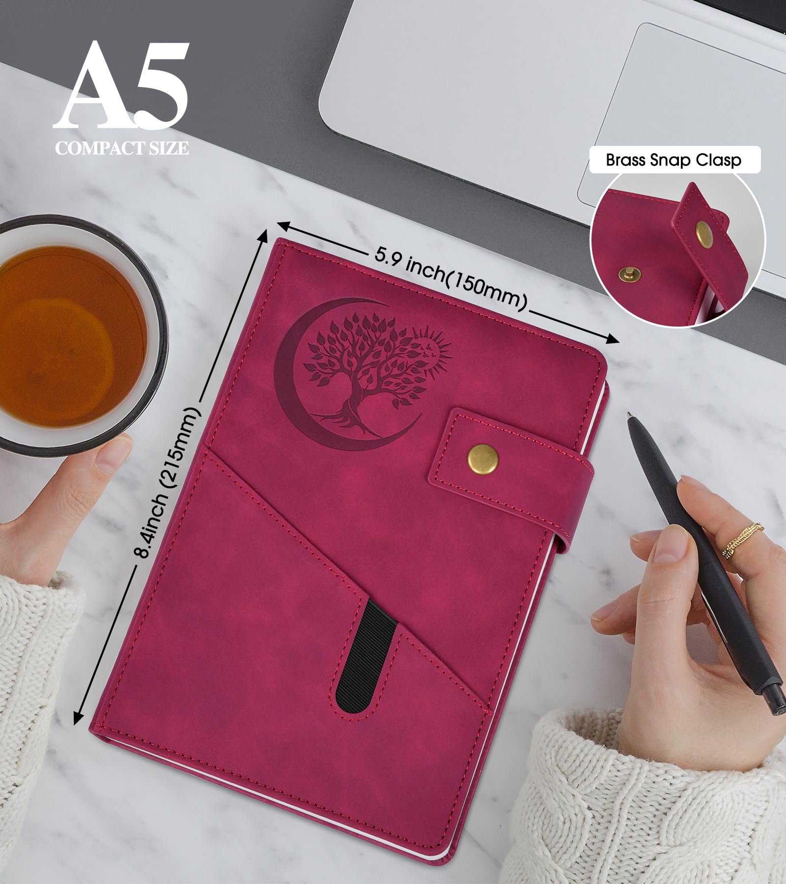 PAIBAS Liniertes Tagebuch, Notizbuch für Herren, A5, Leder-Tagebücher zum Schreiben, Hardcover-Notizbücher für Arbeit, Schule, Notizen, Reisen, Business, persönliches Tagebuch, 200 Seiten, College,