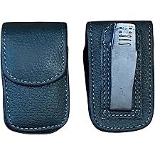Classic Black Leather 3 inch Tall Magnetic Clip case Compatible with Life Alert Medical Alert Device