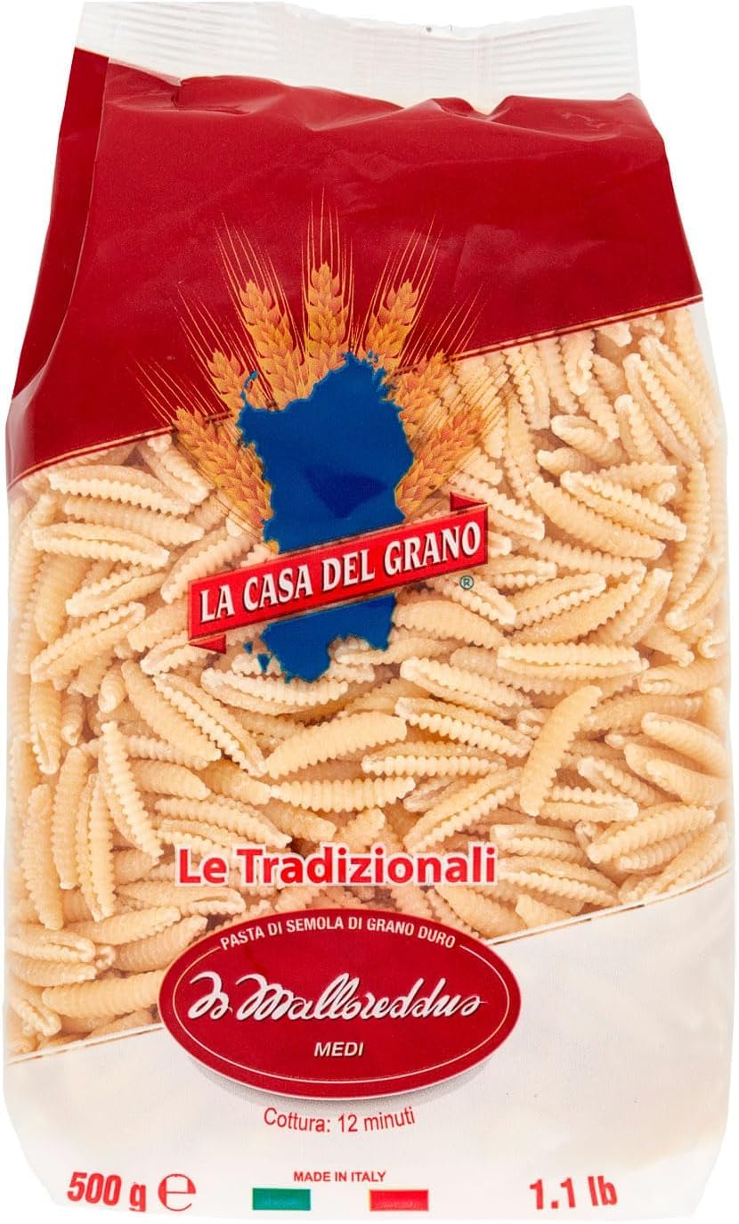 La Casa Del Grano Malloreddus medi Pasta di semola di grano duro medi Pasta de sémola de trigo duro, 20 x 500 g + polpa italiana gourmet 400 g