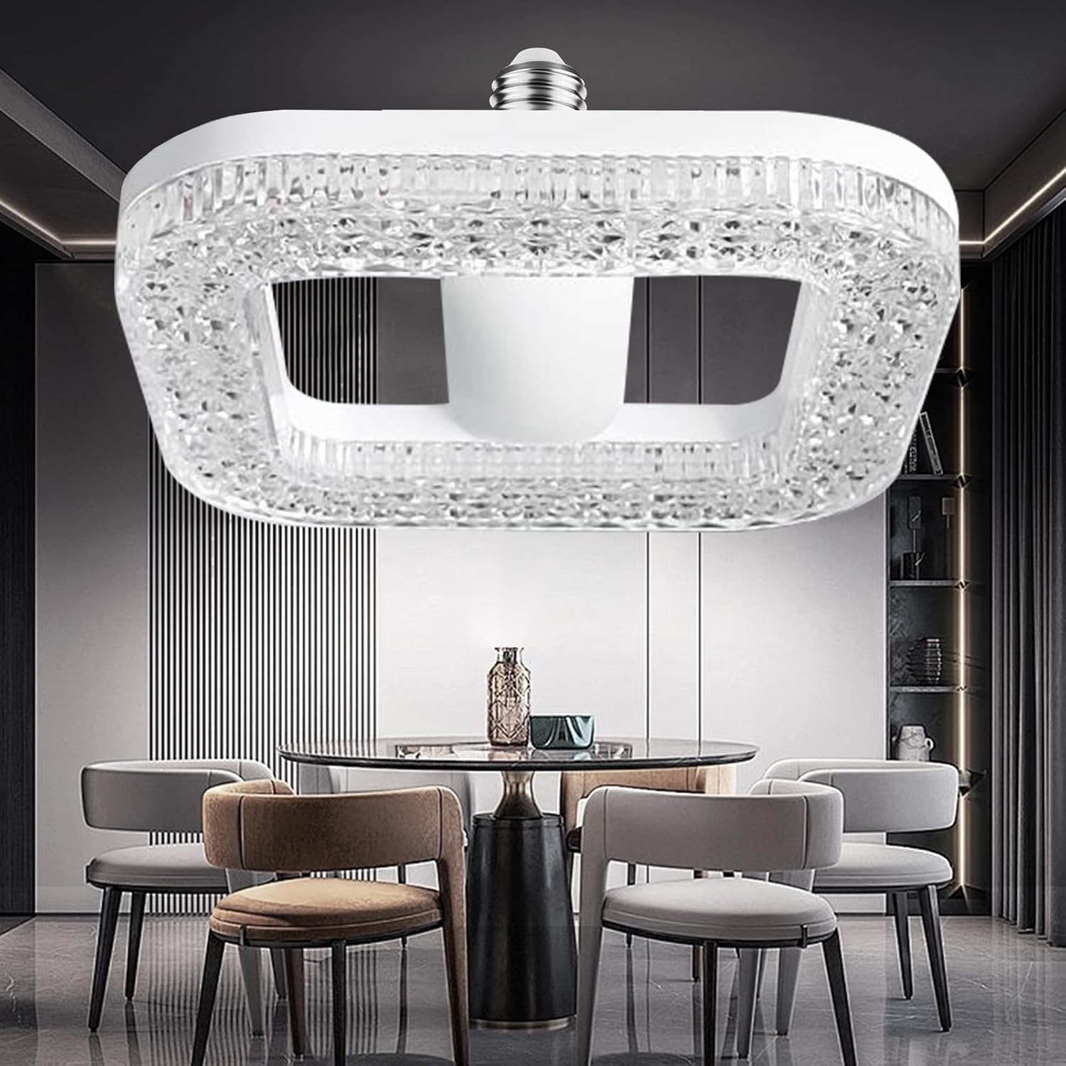 New Pattern imitation crystal pendant light , 200W Equivalent Exceed 2000LM E26 LED Bulb, 6000K Daylight 24 Watt High Lumen LED Bulb for Home, Shopping mall, Hotel, Factory,Garage (Square tricolor)
