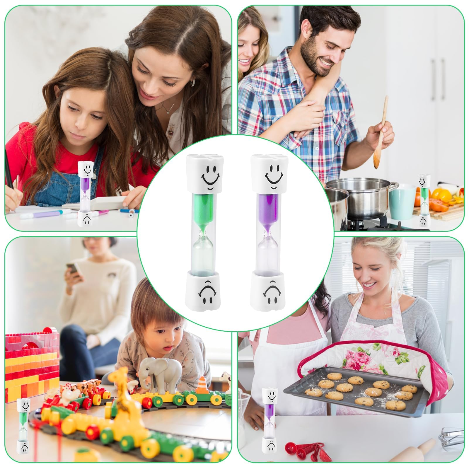2 Clessidre Carine Da 3 Minuti - Timer Colorato Per Lavarsi I Denti Con Faccina Sorridente, Ideale Per Bambini E Cucina - Foto 5