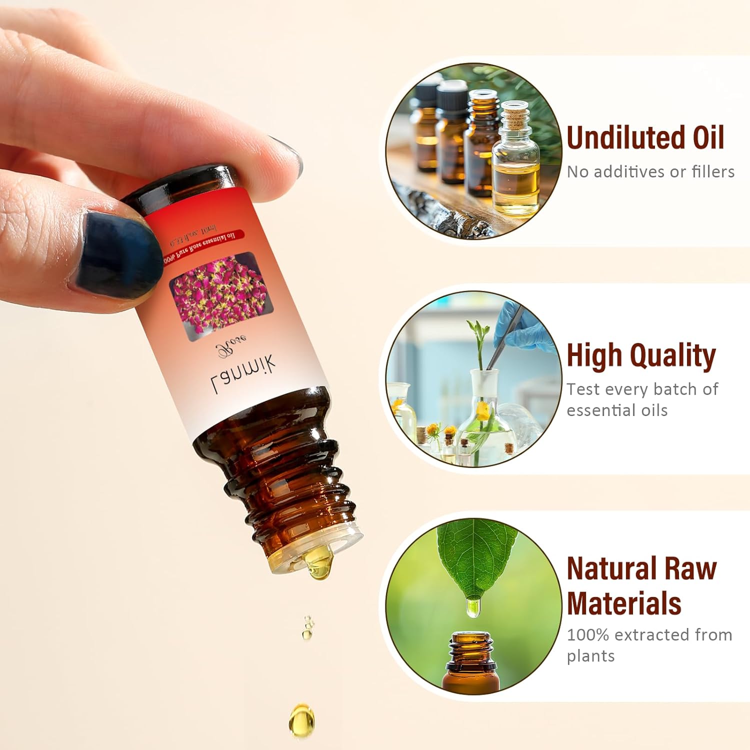 1 Pack 100% Natural Pure Rose Essential Oils Real Undiluted Rose Oils for Aromatherapy Diffuser (0.33 Fl Oz 1 Pack)