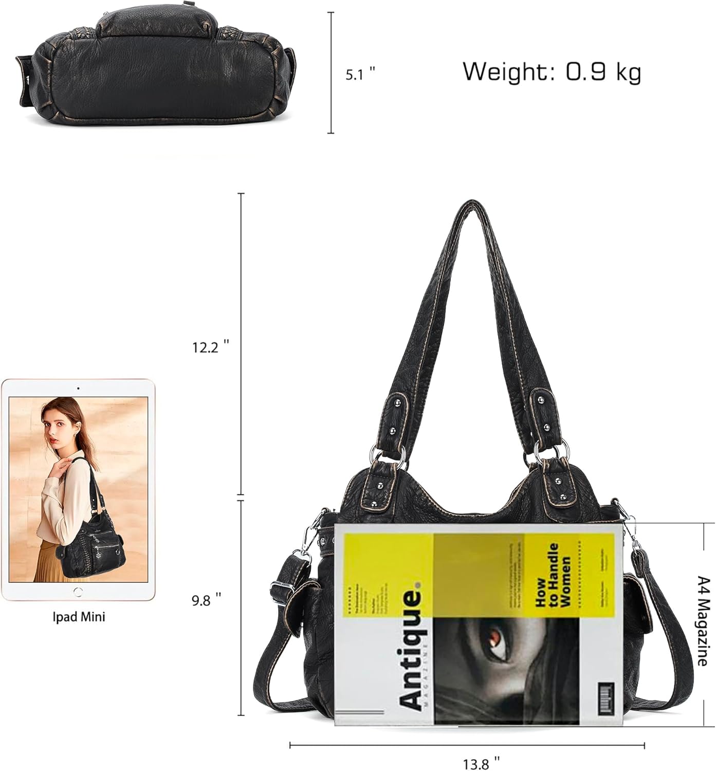 Angel Kiss Hobo Handbags for Women Soft PU Leather Shoulder Handbags Ladies Purses - Image 3