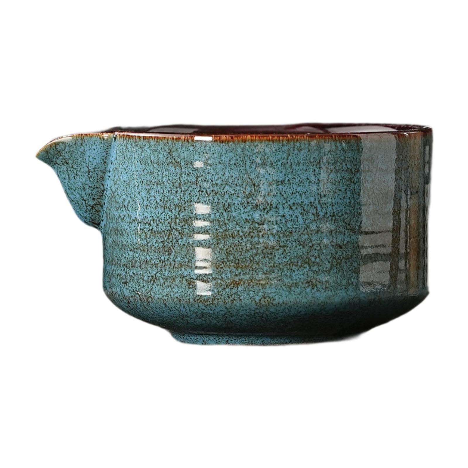 Bol à mélanger en céramique matcha bleu chawan artisanal avec bec verseur pour thé japonais