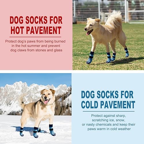 Miniatura 6 de EXPAWLORER - Calcetines antideslizantes para perros, evitan que se laman las patas, para pavimento caliente, pisos de madera, botines para perros