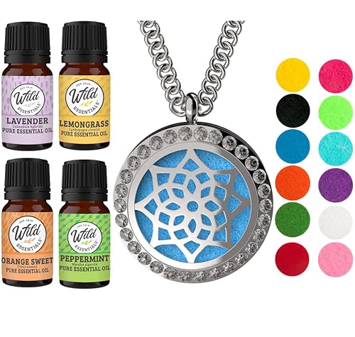 Wild Essentials CZ Flower Necklace Essential Oil Diffuser Kit with