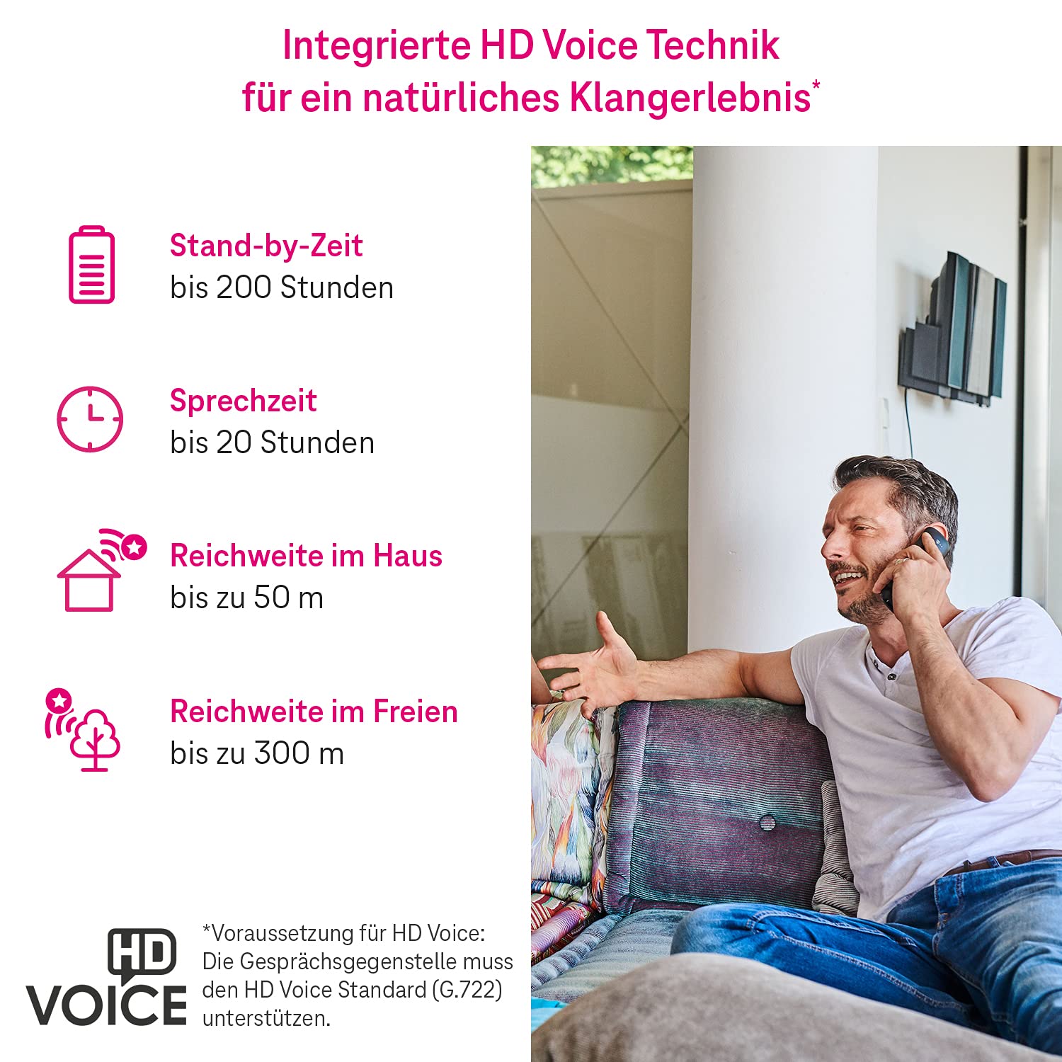 Telekom Speedphone 52 | Festnetz Telefon | schnurlos | HD Voice für vollen Klang| beleuchtetes großes Farbdisplay | hohe Akkulaufzeit