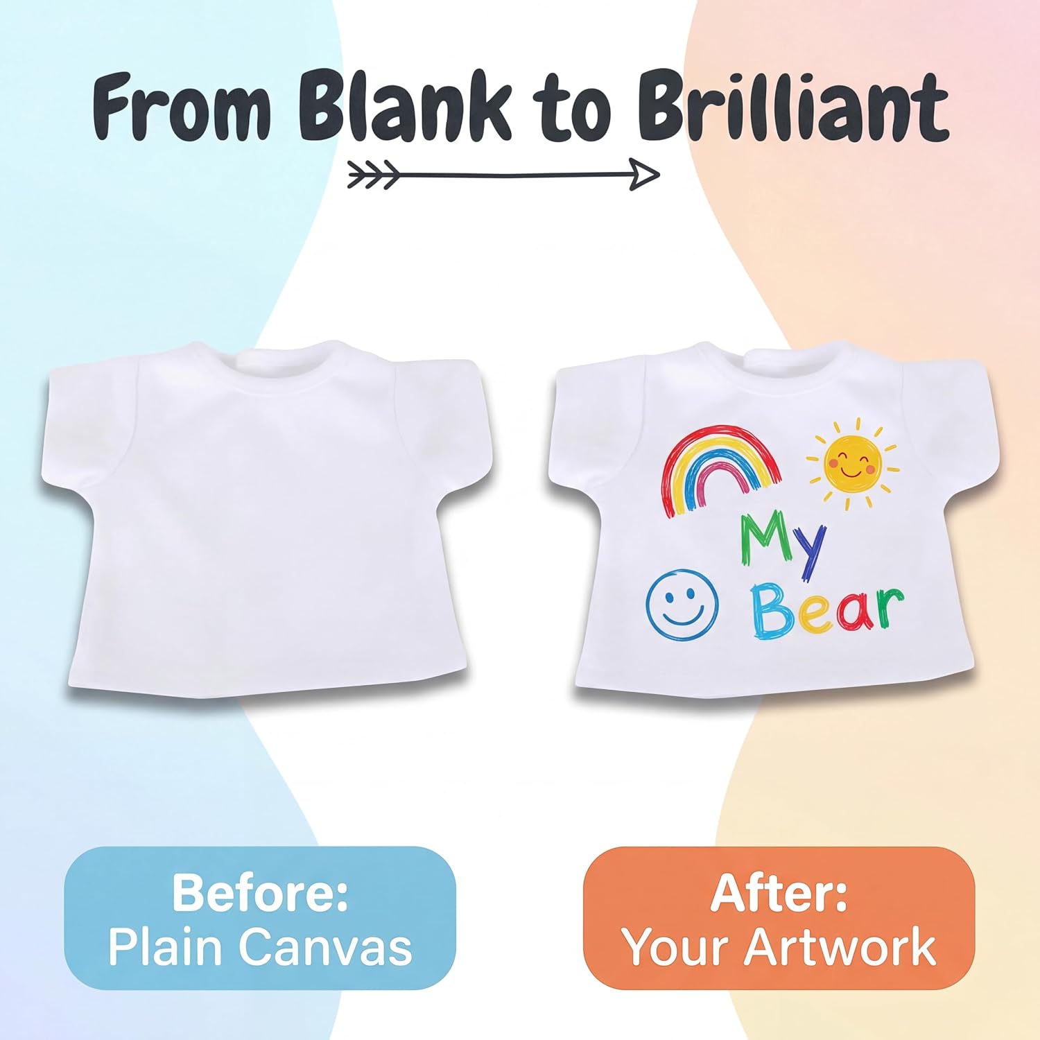 8 - Pack White Blank T - Shirts for 17 - 18 Inch Bears | Thick DIY Stuffed Animal Canvas Clothes (White)
