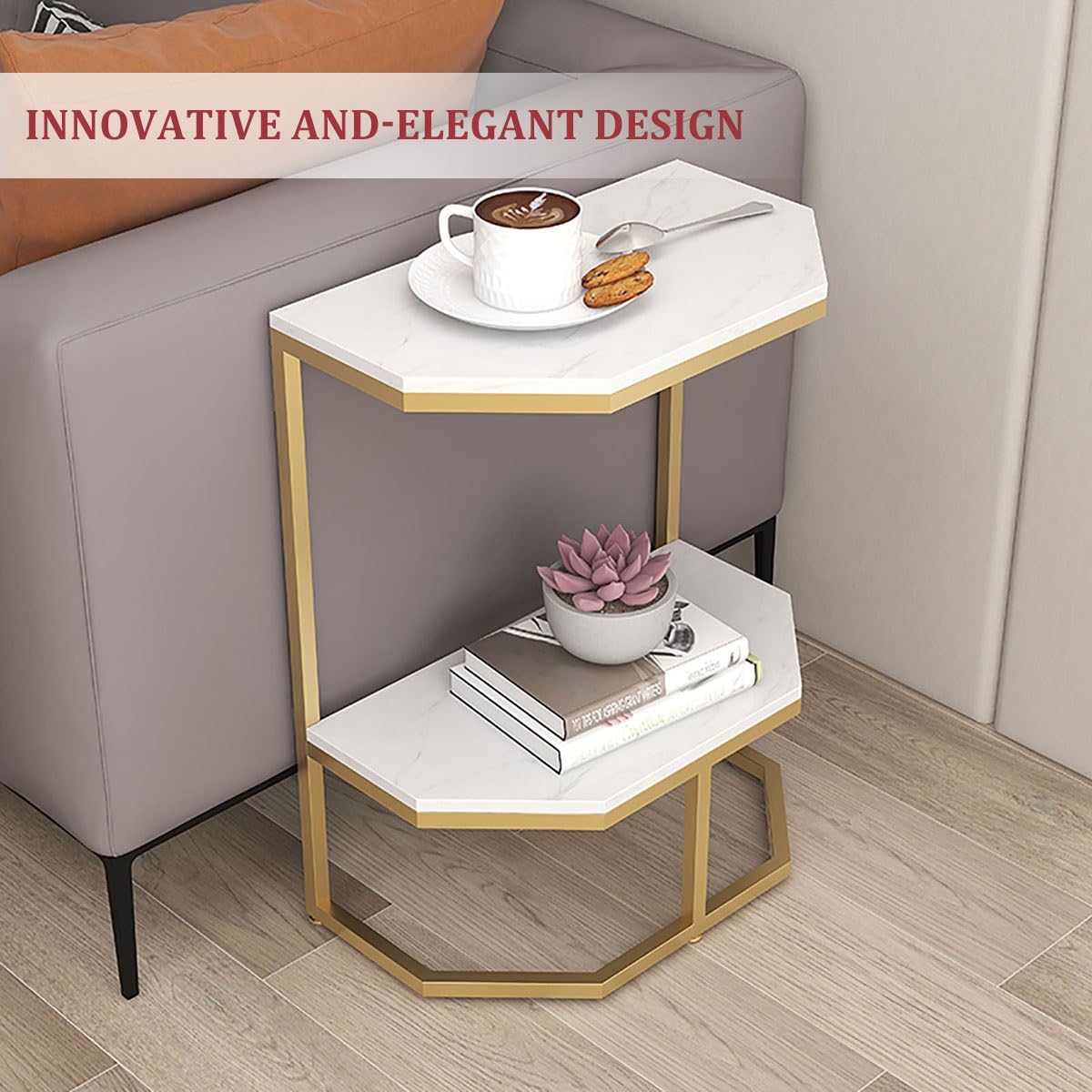 Table D Appoint Salon, Table D'appoint De Canapé, Petite Table Basse, Table D Appoint Salon Dore, Stand De Nuit, Table De Chevet, Petite Table Moderne Pour Salon, Chambre(White,40*20*50cm)