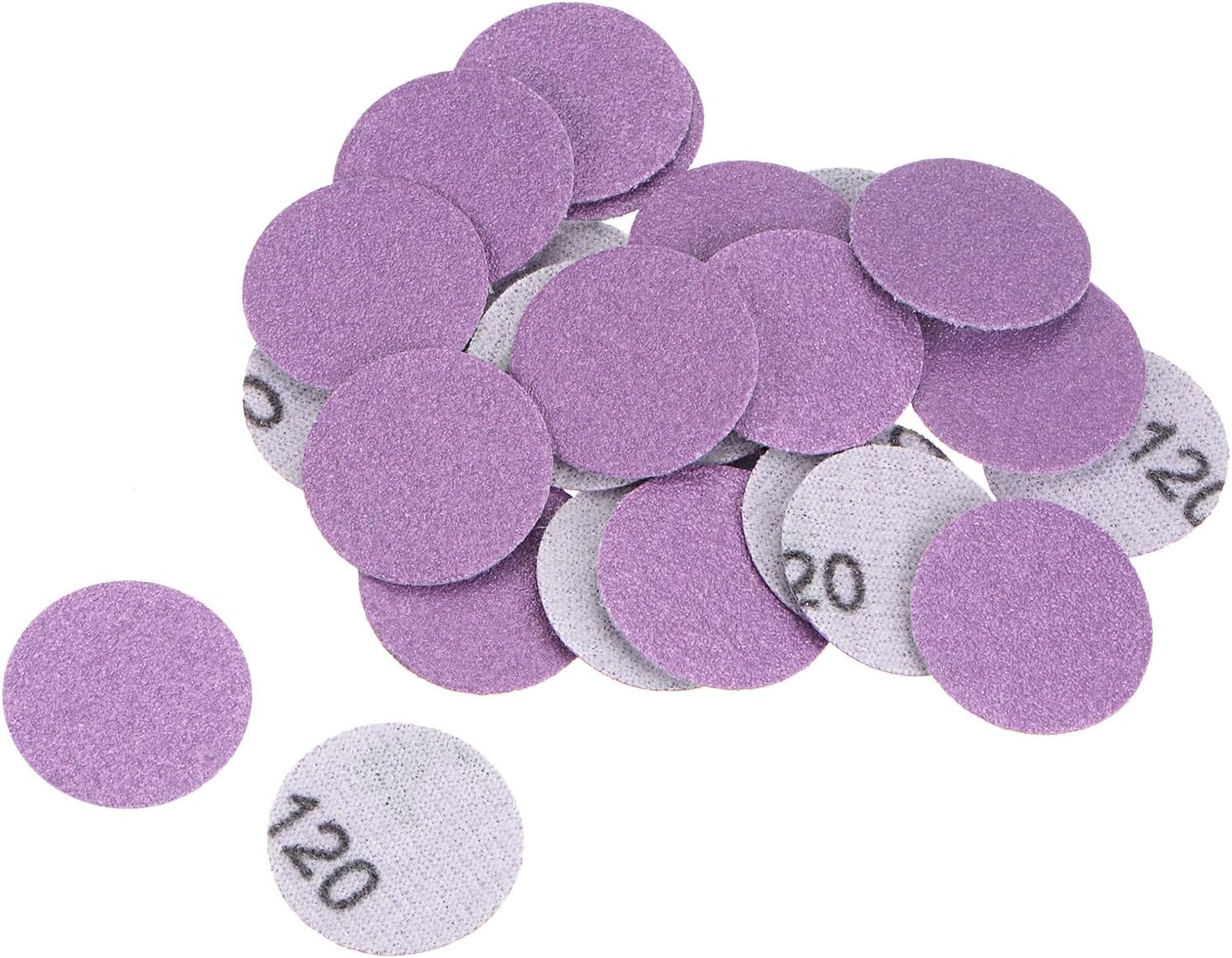 25Pcs 1-Inch Purple Sanding Discs 120 Grits Hook and Loop Professional Aluminum Oxide Sand Paper Mini Size for Wood Metal Paint Finishing