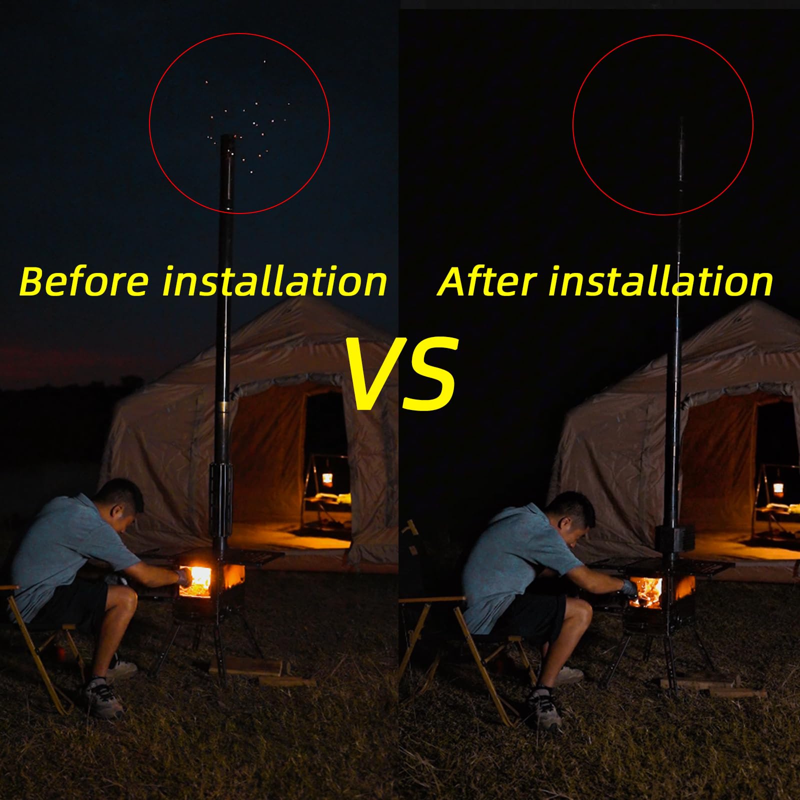 Plataforma de chimenea de acero inoxidable con supresor de chispas y plataforma de cocina, con protección de tienda, para estufas de leña con chimeneas de 2.756 in de diámetro, oro rosa 4