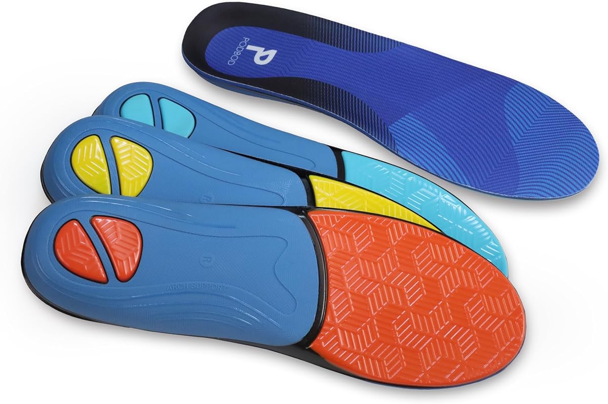 Podiatrist Designed Insoles, Treats Plantar Fasciitis and Foot Pain (High Arch - Orange, Mens Size 6-6.5, Womens Size 7.5-8)