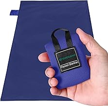 Odoland Picknickdecke 70 x 110 cm Stranddecke Sandabweisende Tragbare Camingmatte Ultraleicht Kompakt Strandtuch für BBQ, Strand, Reisen, Camping und Picknick Blau