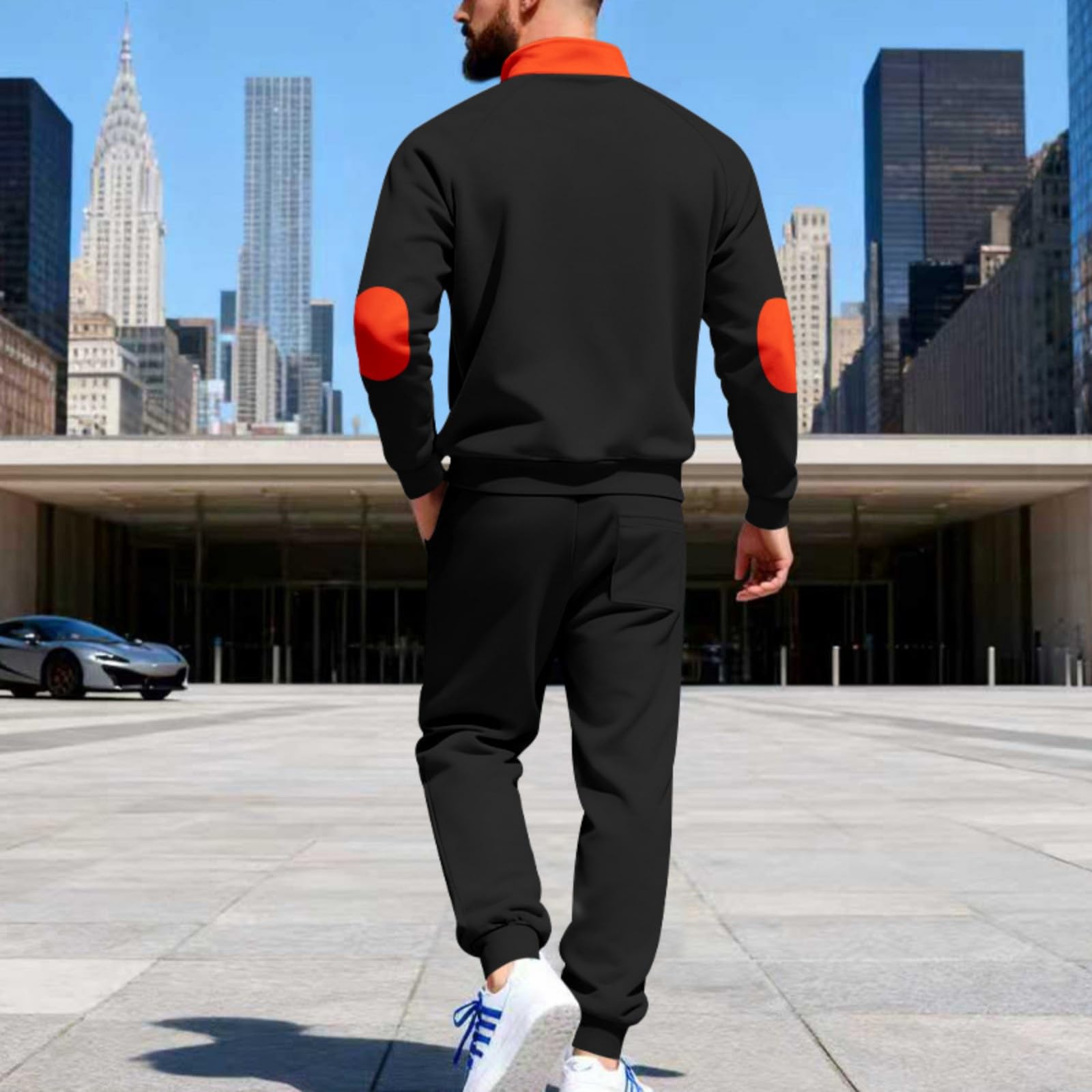 Generisch Dres treningowy dla mężczyzn, dres do joggingu, modny motyw, 2-częściowy, hip hop, Y2K, streetwear, bluza z kapturem + spodnie do biegania, zestaw dla mężczyzn, strój rekreacyjny, sweter z