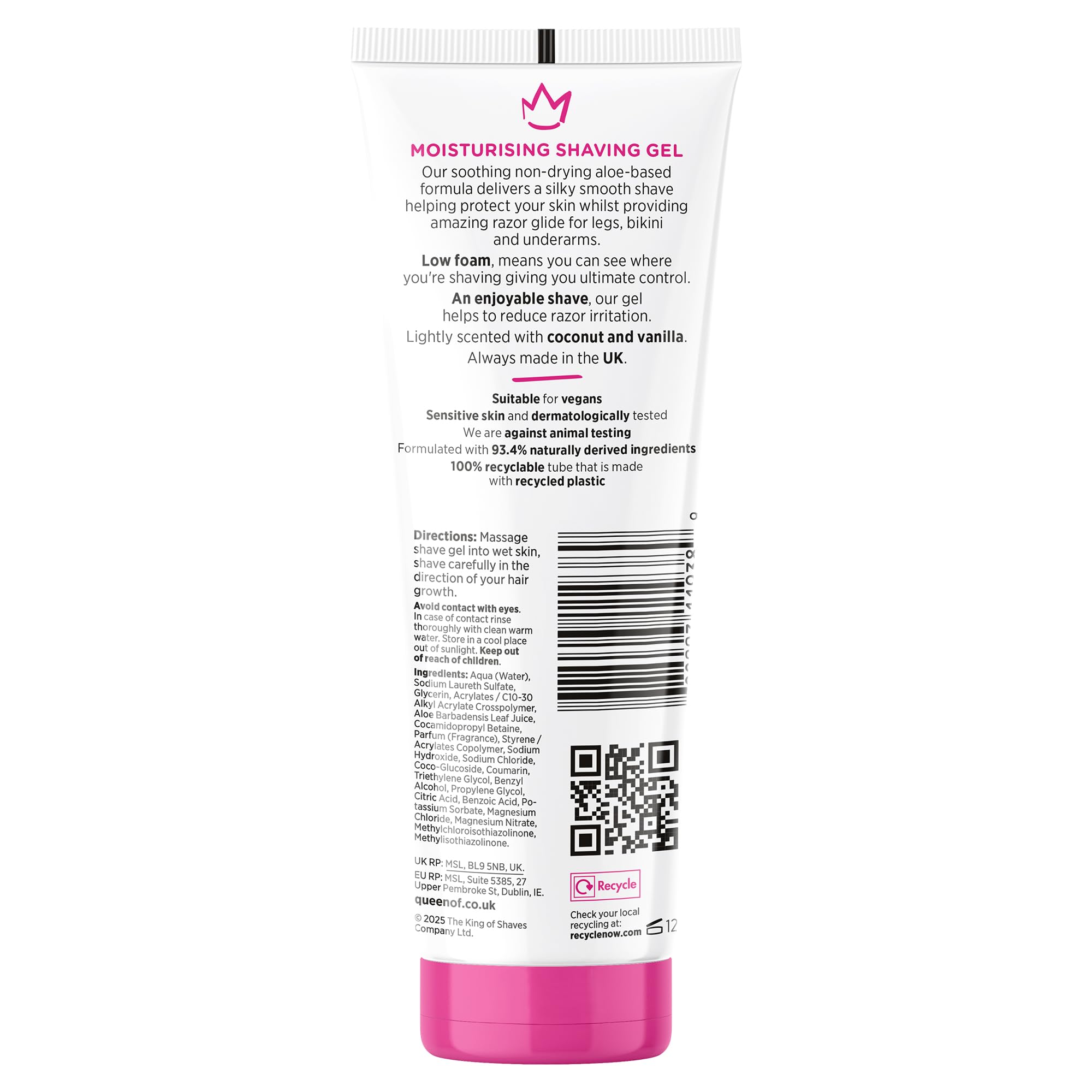 Queen of Ooh la la! Sensitive Moisturising Coconut and Vanilla Shaving Gel For Women 150ml
