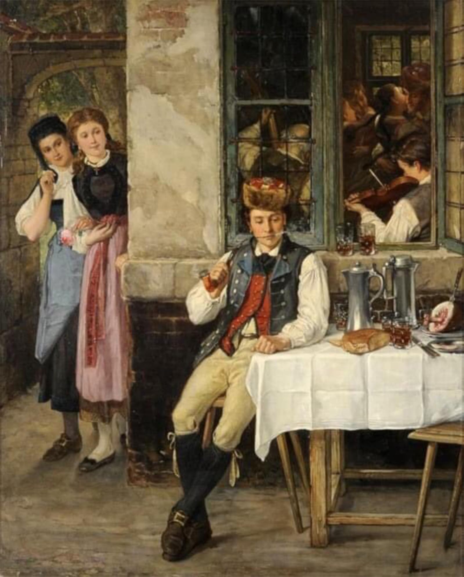 ARTXLXXBN Famous Art Print Poster Vintage Wall Art the Handsome Visitor by Jules Salles-wagner Canvas Art Poster for Home Decor 60x90cm