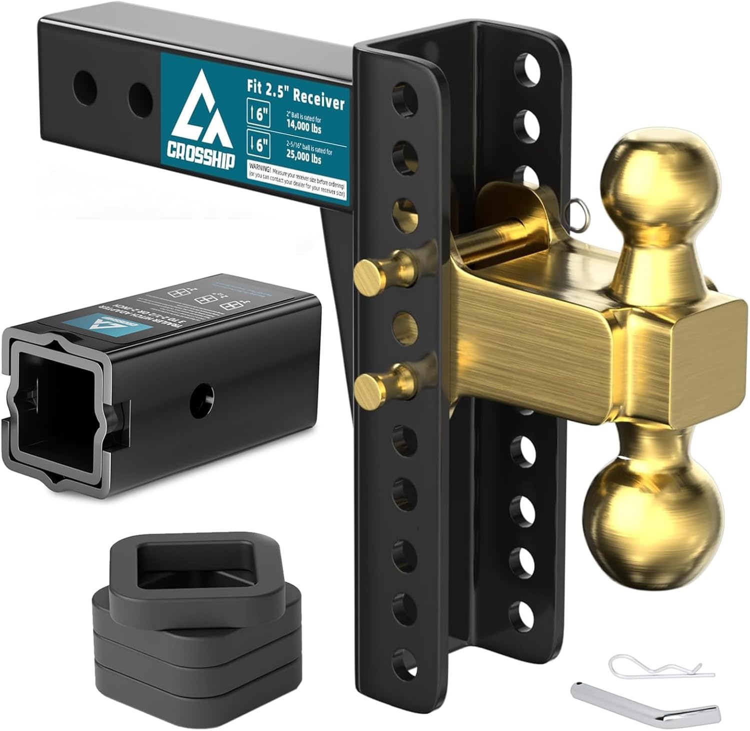 CROSSHIP 2.5" Adjustable Trailer Hitch Ball Mount 8 Inch