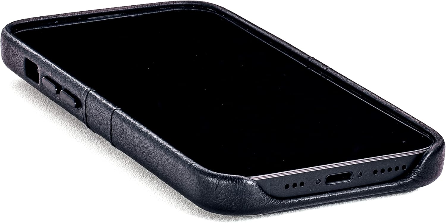 Dockem Wallet Case for iPhone 13 with Built-in Metal Plate for Magnetic Mounting & 2 Credit Card Holder Pockets: Exec M2, Premium Synthetic Leather (6.1" iPhone 13, Black)