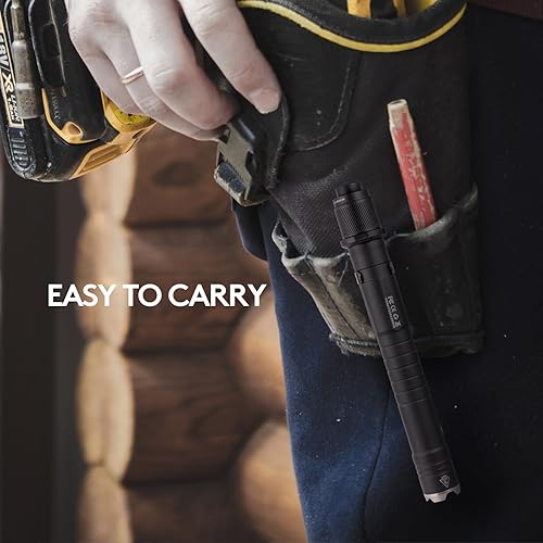 Miniatura 7 de RovyVon H3 Pro Pen Linterna recargable USB C, 600 lúmenes Super Bright Pen Light Linternas, doble fuente de alimentación, doble botones, batería