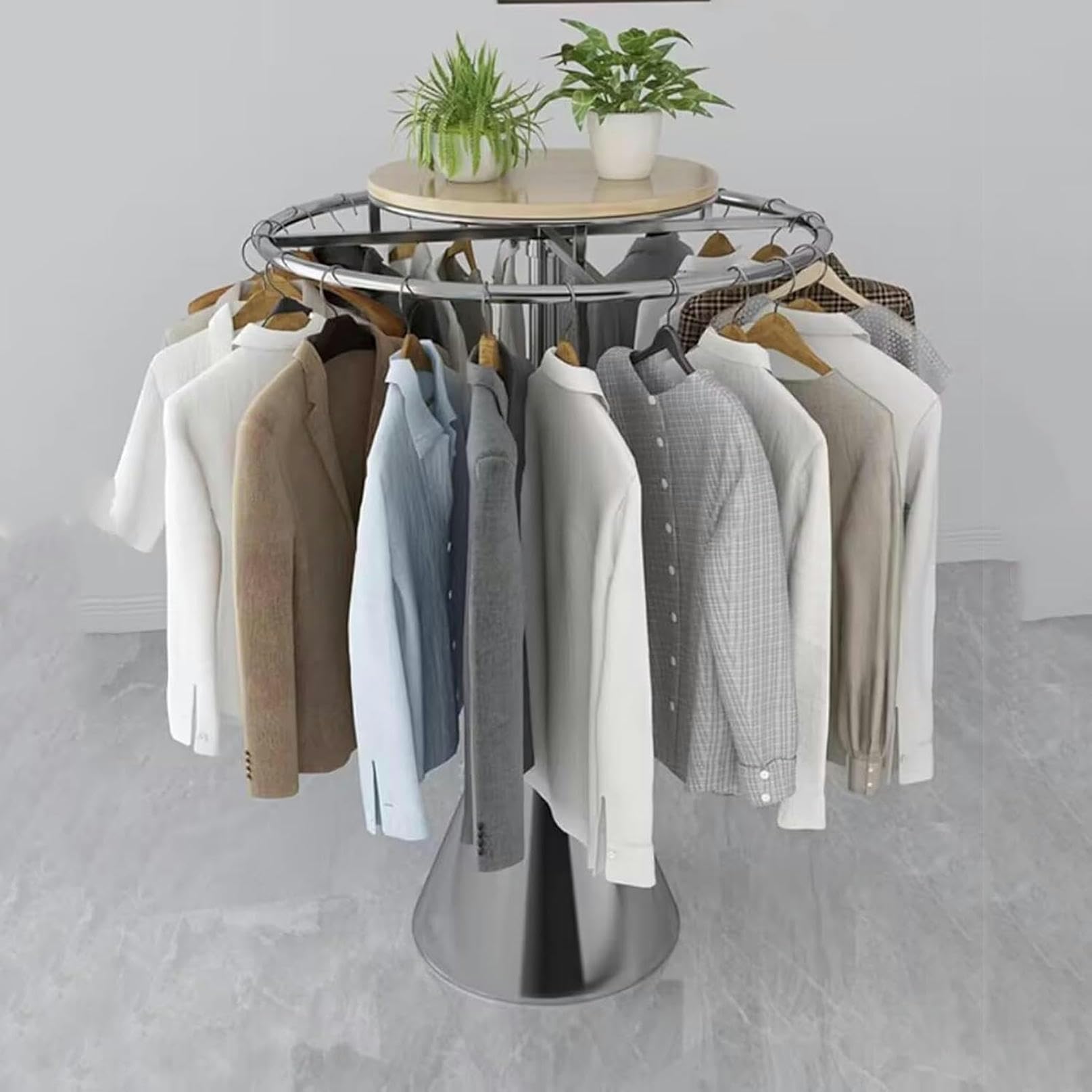 LRZPTDYU Rotatable Round Clothing RackFloorStanding Cu Garment Display Stand for Boutiques Retail Costume & CoatIdeal for Clothes and Underwear