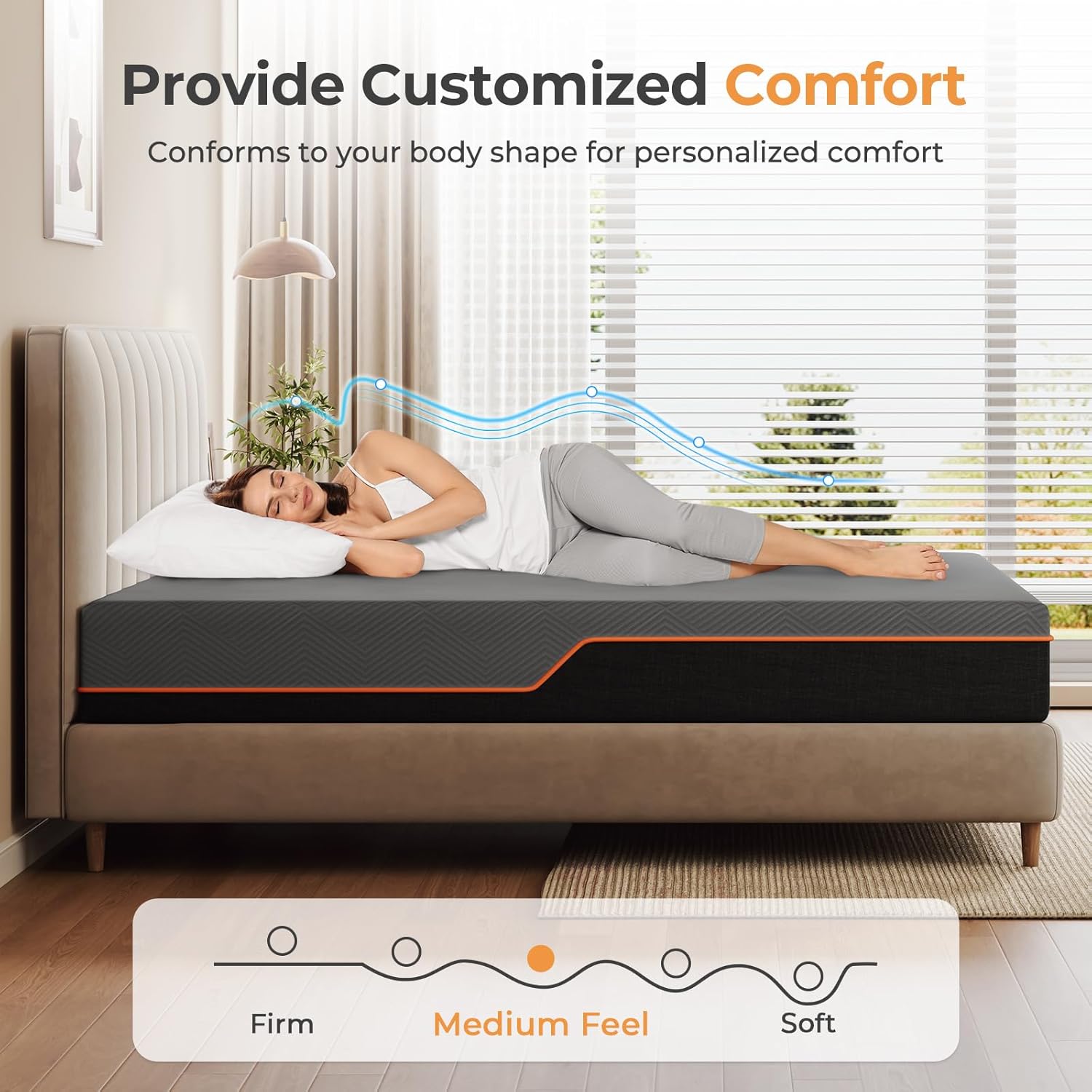 Vesgantti Cal King Mattress, 10 Inch Gel Memory Foam Mattress Cal King Size with Comfort Foam for Pressure Relief & Cool Sleep & Body Support, Made in USA, Medium Feel Bed in a Box, Grey