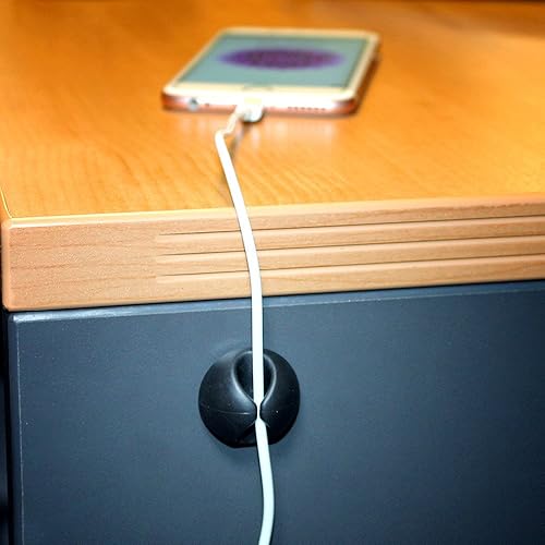 Miniatura 5 de Organizador de clips para cables, perfecto para organizar computadoras de escritorio, teléfonos celulares y otros cables y cables, adhesivo para