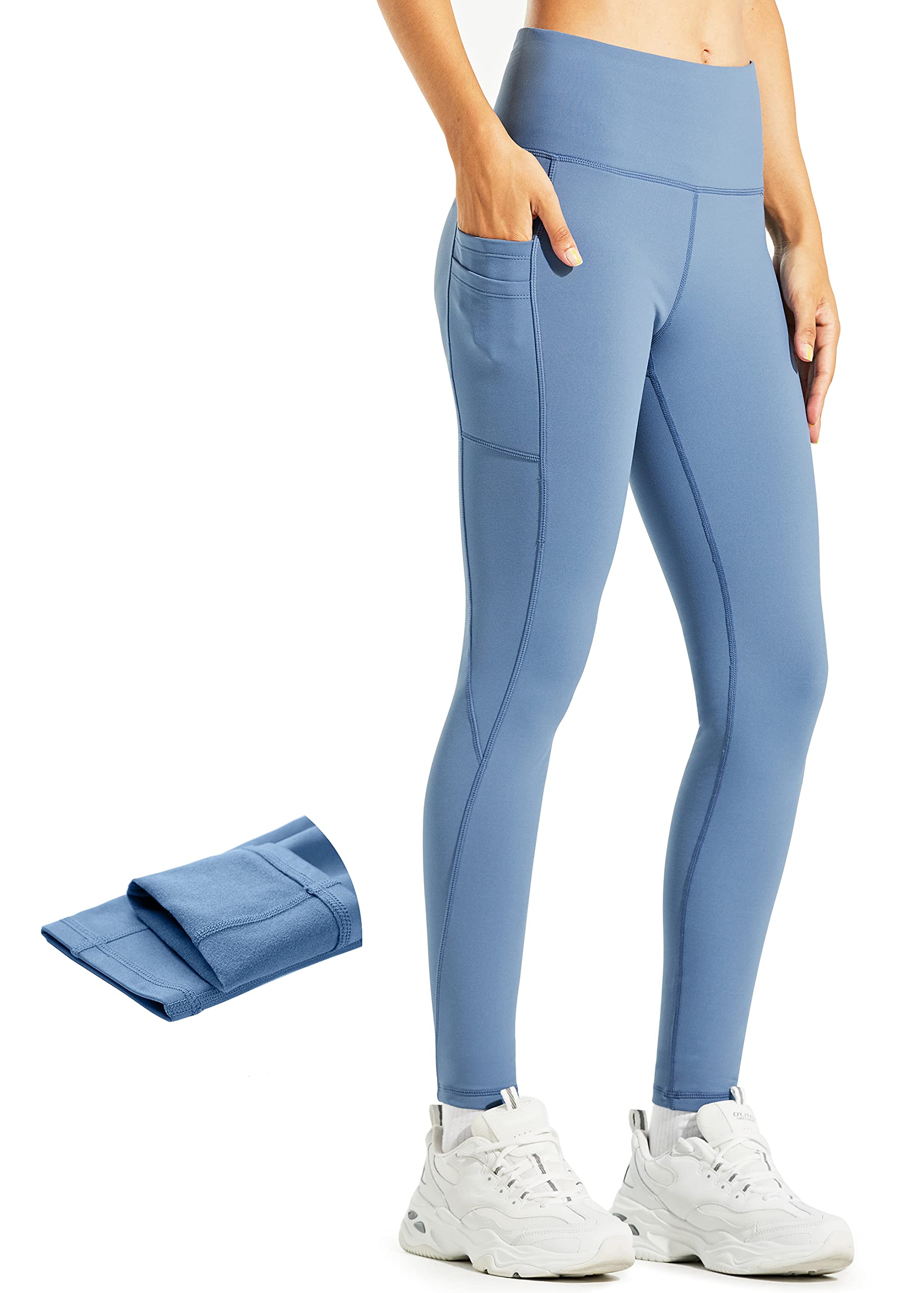Libin Leggings Termici da Donna Inverno Leggings con Fodera in Pile Resistente all'Acqua Pantaloni Caldi Vita Alta Leggings da Trekking con Tasche