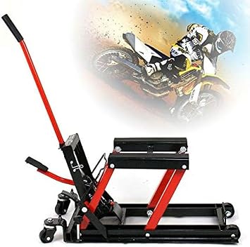 Motorcycle Jack 680 Kg, Scissor Lift, Robust Hydraulic, Black & Red, With Protected Cover, Sensational421