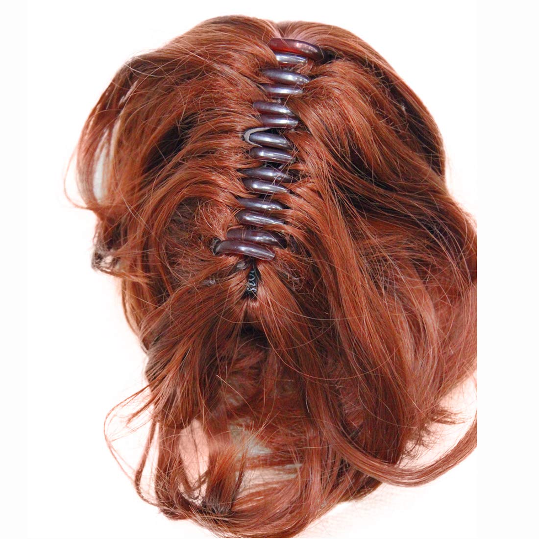 Wiginway Short Curly Clip In Claw Ponytail Hair Extension Synthetic Hairpiece with a jaw/claw clip (Copper Red)