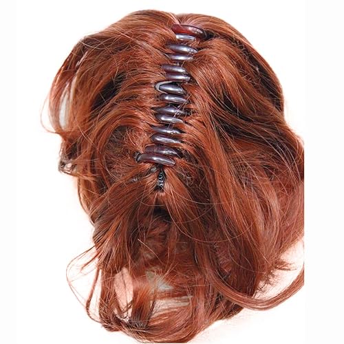 Miniatura 4 de Wiginway Clip rizado rojo cobre corto en garra cola de caballo extensión pelo sintético postizo con un clip de mandíbulagarra