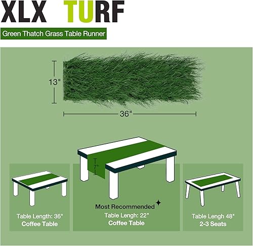 Miniatura 2 de XLX TURF Camino de mesa de césped falso para decoración de fiesta de Navidad, 13 x 36 pulgadas, centro de mesa de paja verde, manualidades para