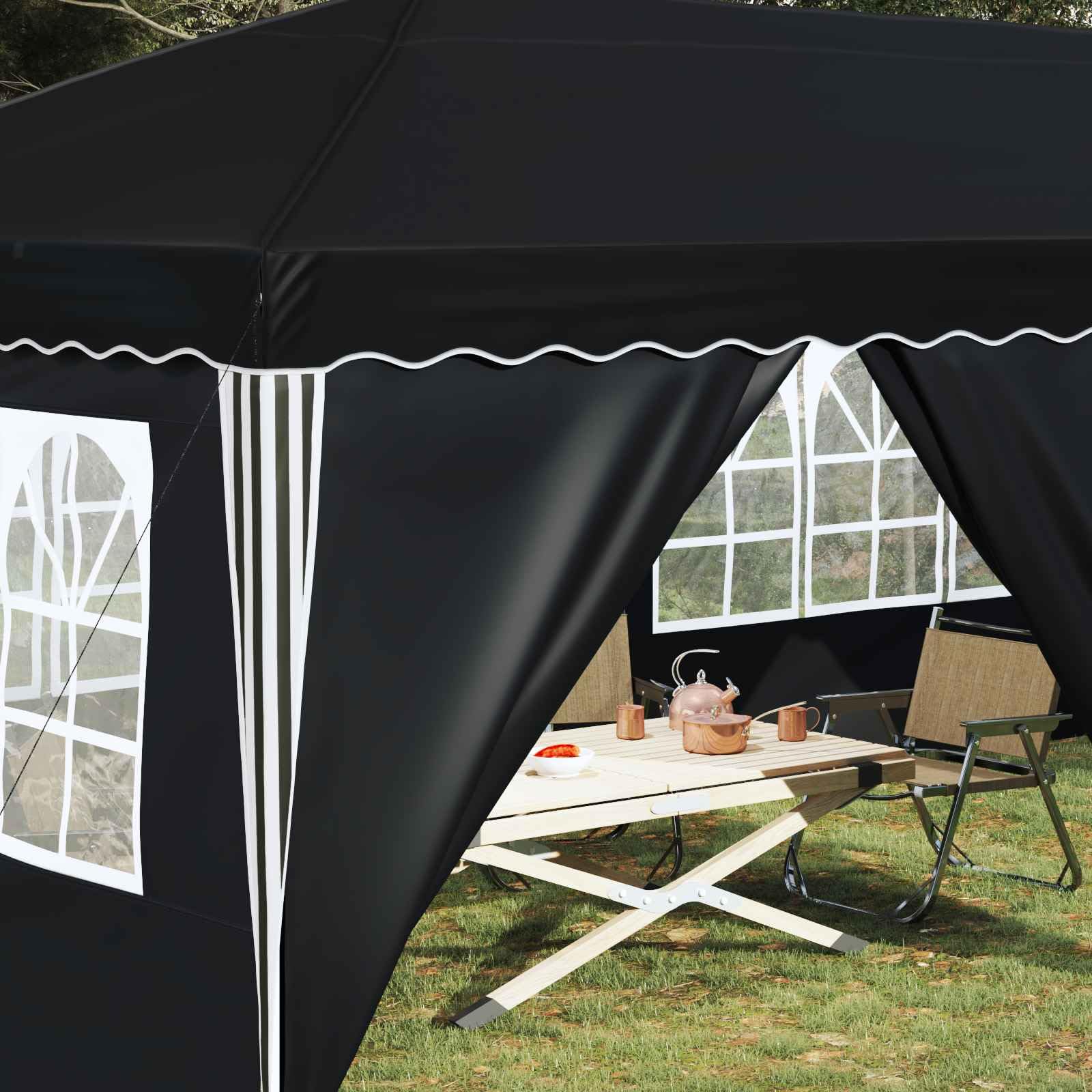 Namiot imprezowy pop-up, kolor antracytowy, 575 x 288 x 245 cm, z malowaną proszkowo stalową ramą, 6 części bocznych, z regulacją wysokości, do ogrodu, na taras, na zewnątrz, wesele