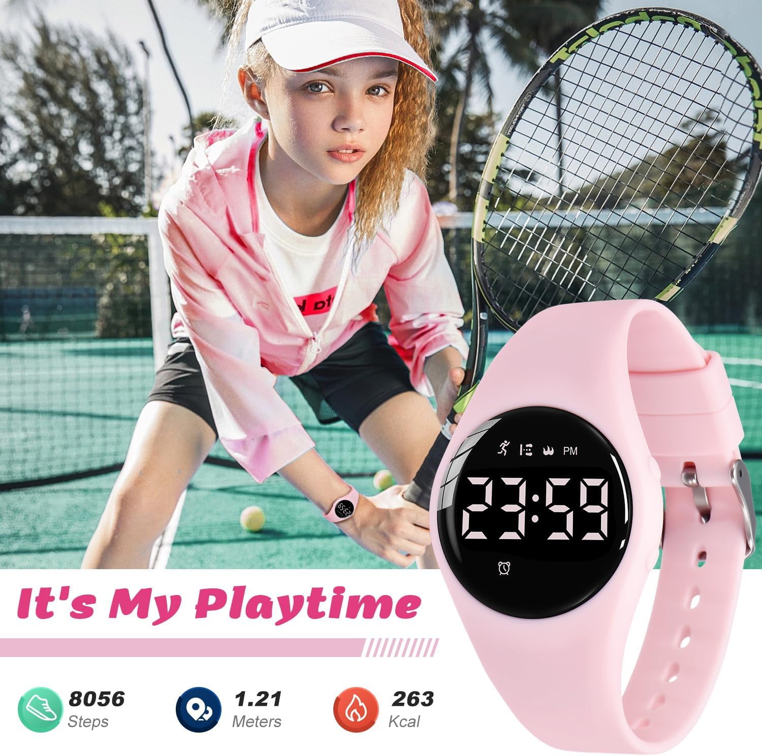 Kids Digital Watches for Girls Boys, Sports Watch with Fitness Tracker, Pedometer, Alarm Clocks, Stopwatch, No App Needed & Waterproof Kids Watch, Gift for Teens Girls Boys Ages 5-14