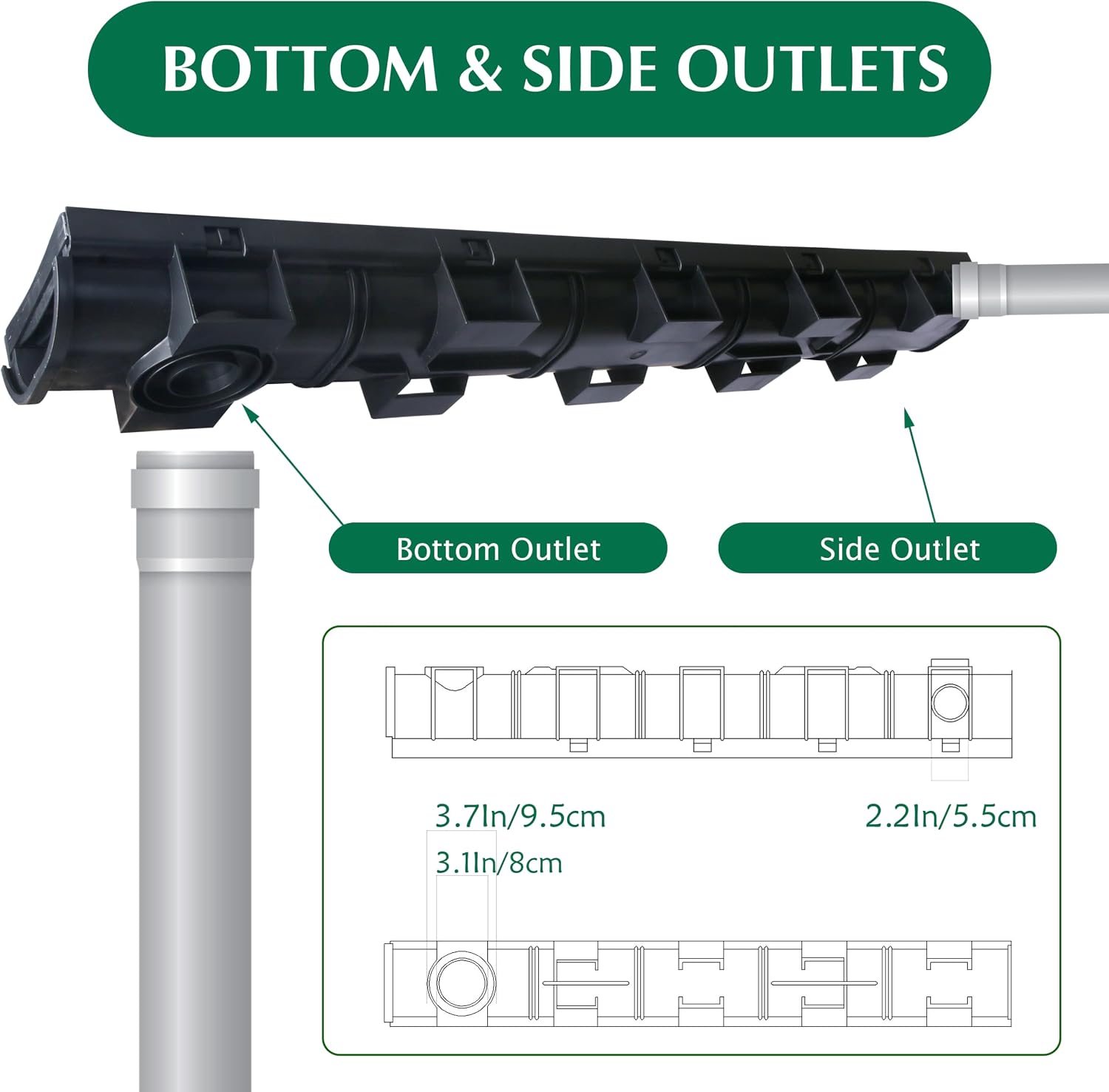 Trench Drain System with Plastic Grate, 6 Packs HDPE Channel Drainage, 39.4" x 3.9" x 1.8" Garden Drain, Total Length 236.4 Inch for Driveway Yard Pool Sidewalk Patio (6, 3.9 x 1.8 Inch)