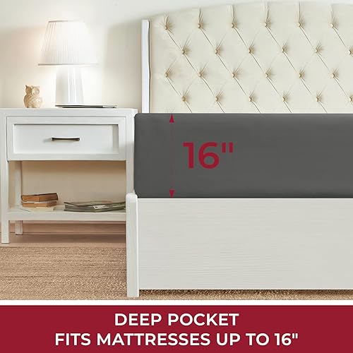 Miniatura 52 de Mellanni California King Fitted Sheet - Iconic Collection Bedding Sheets with up to 16 inch Deep Pocket - Soft & Cooling - Fade & Stain Resistant