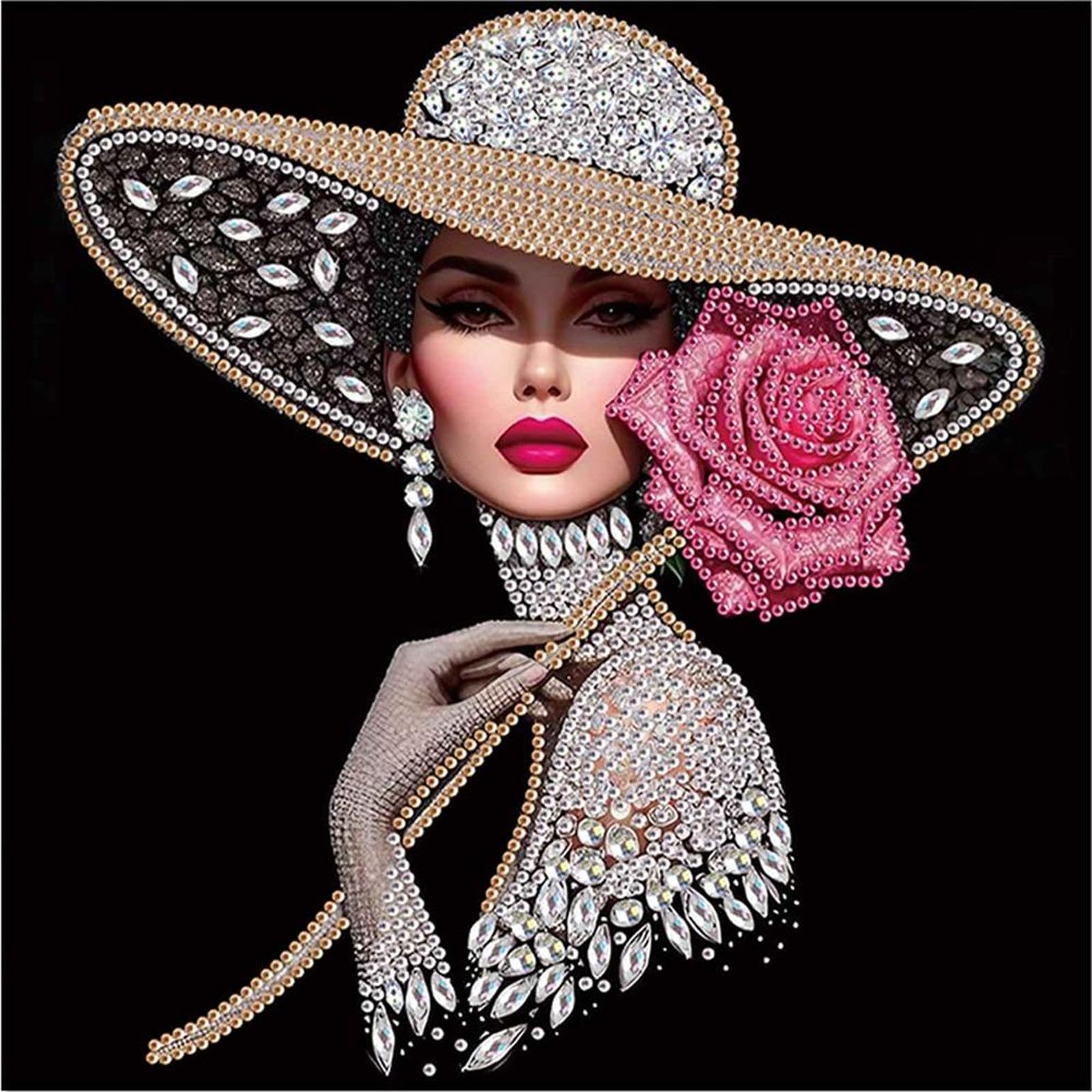 5D DIY Partial Special Shaped Drill Diamond Painting Kit Girl Decoration 30x30cm (D)
