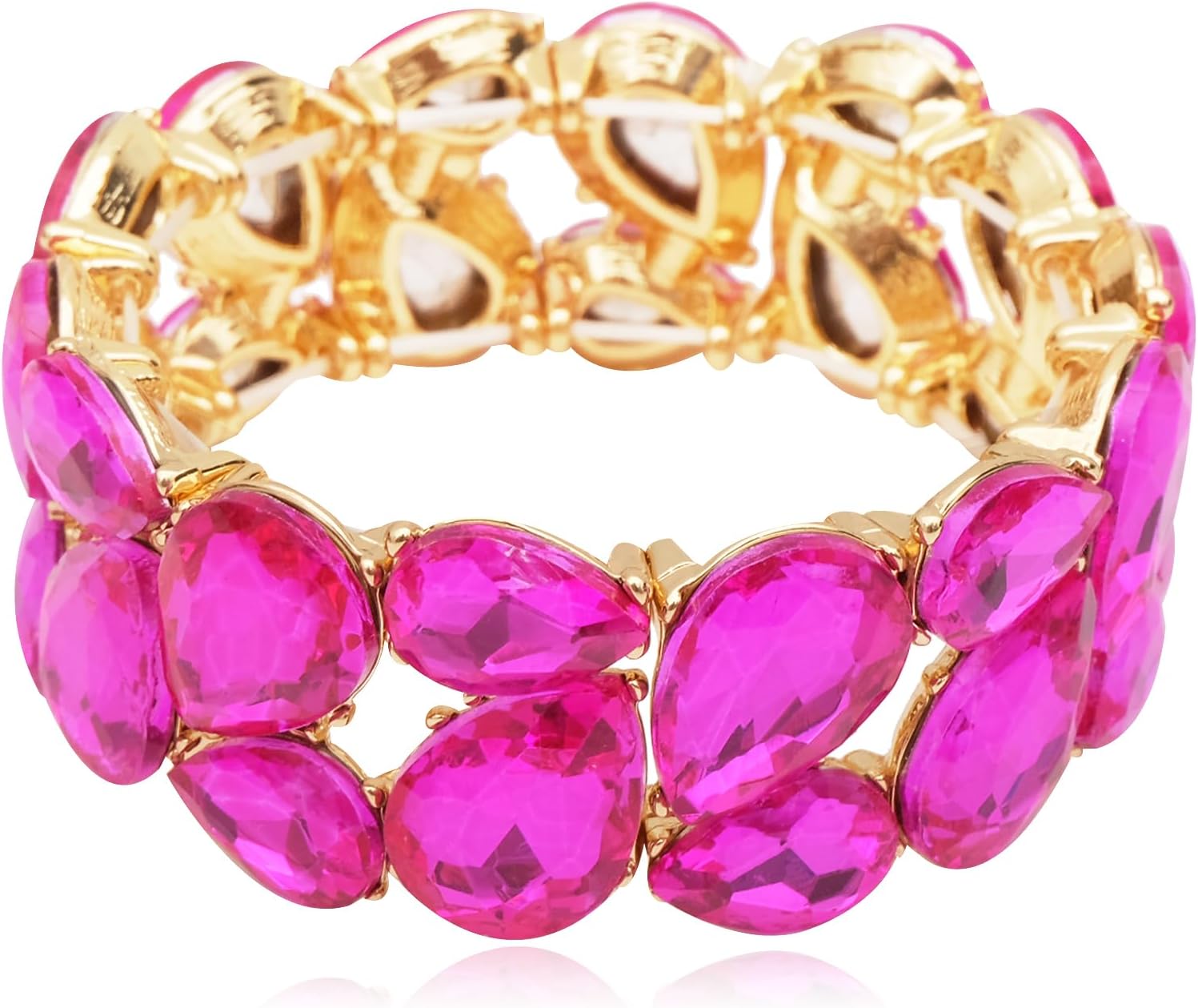 Austrian Teardrop Crystal Bracelet Elastic Stretch Bangle Bracelet for Bride Art Deco Elegant Party Wrist Jewelry for Woman #BA005