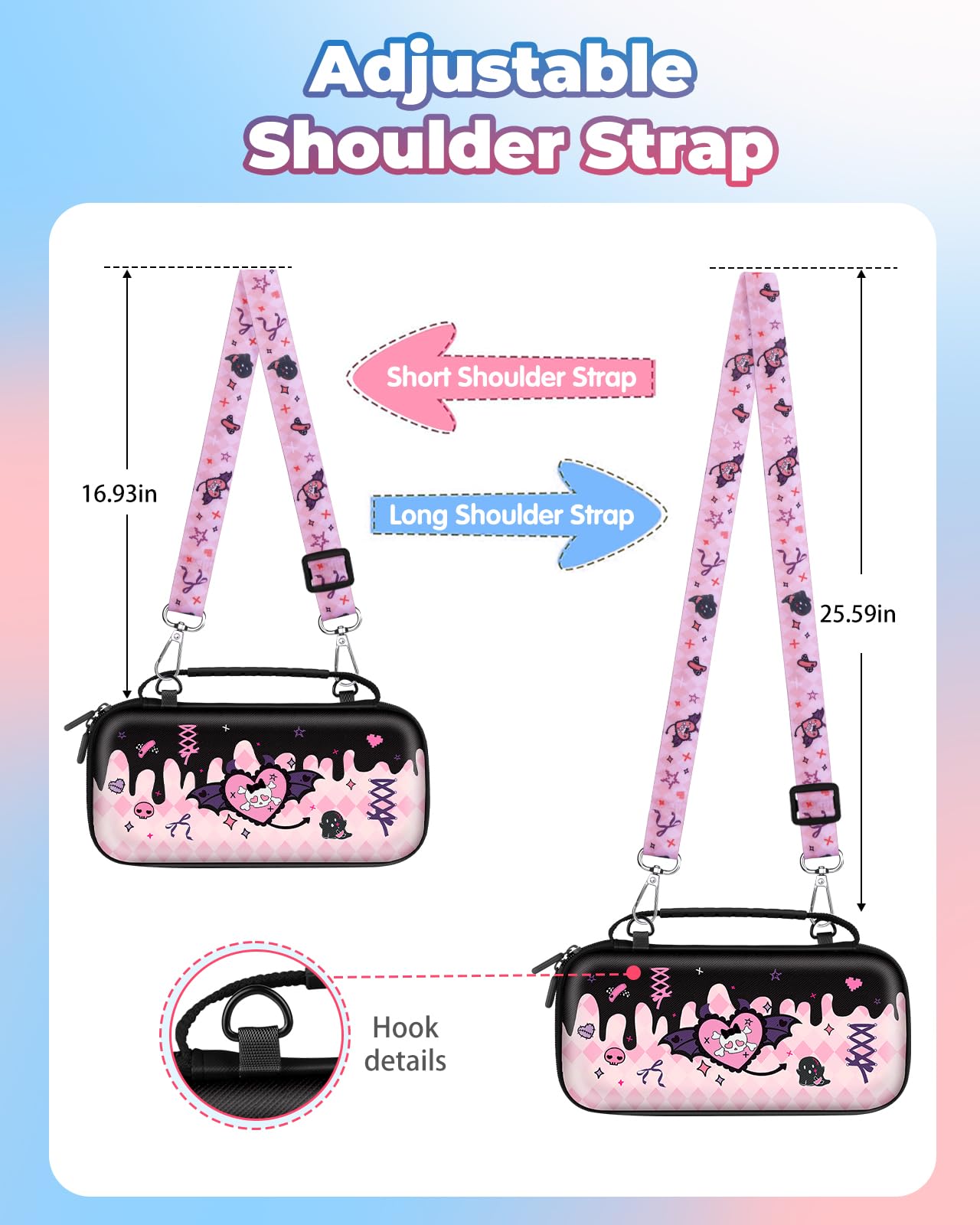 Funda de Transporte para Nintendo Switch 2 (2025) - Bonito diseño Kawaii con asa y Correa para Switch 2 - Funda de Viaje portátil de protección rígida para Mujeres, niños, Adolescentes y