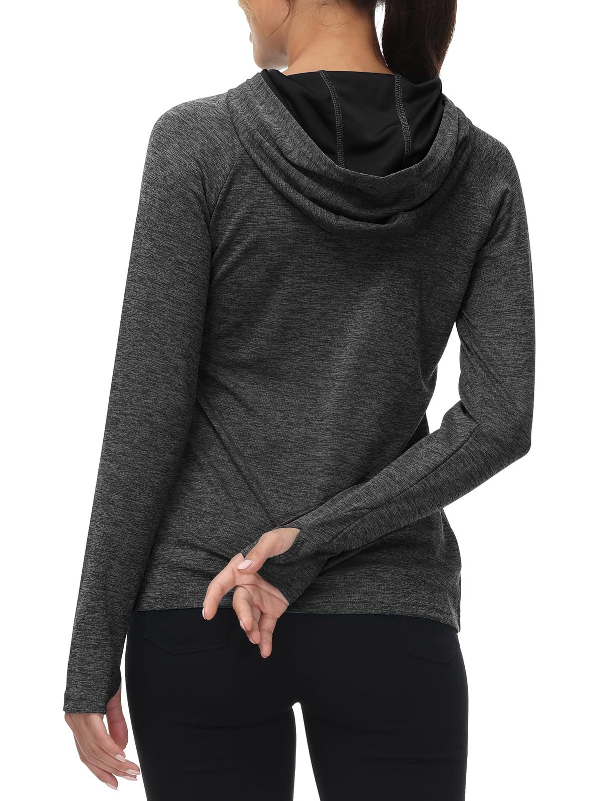 Rdruko Sportshirt Damen Langarm Laufshirt UV Shirt Sun Hoodie Sonnenschutz UPF 50+ Pullover mit Kapuze