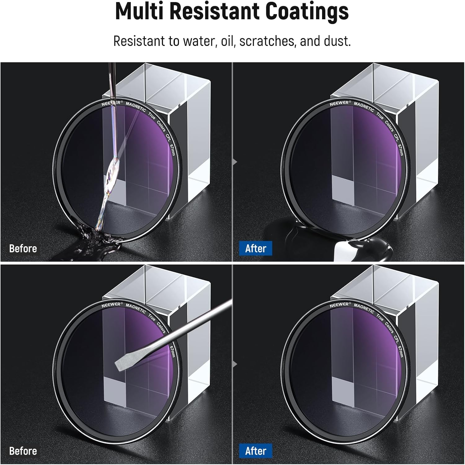 NEEWER 67mm Magnetic CPL Filter Set, Circular Polarizing Multicoated HD with Magnetic Filter Backplate Adapter, Compatible with iPhone 16 Pro/16 Pro Max Phone Cage Video Rig (PA073/PA074)