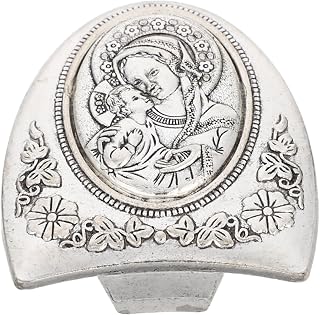 Alloy Our Lady of Grace Figurine Compact Mary Statue for Altar Desk Tarnish-Resistant Catholic Blessed Mother Ornament with Detailed Craftsmanship for Home and Office Religious