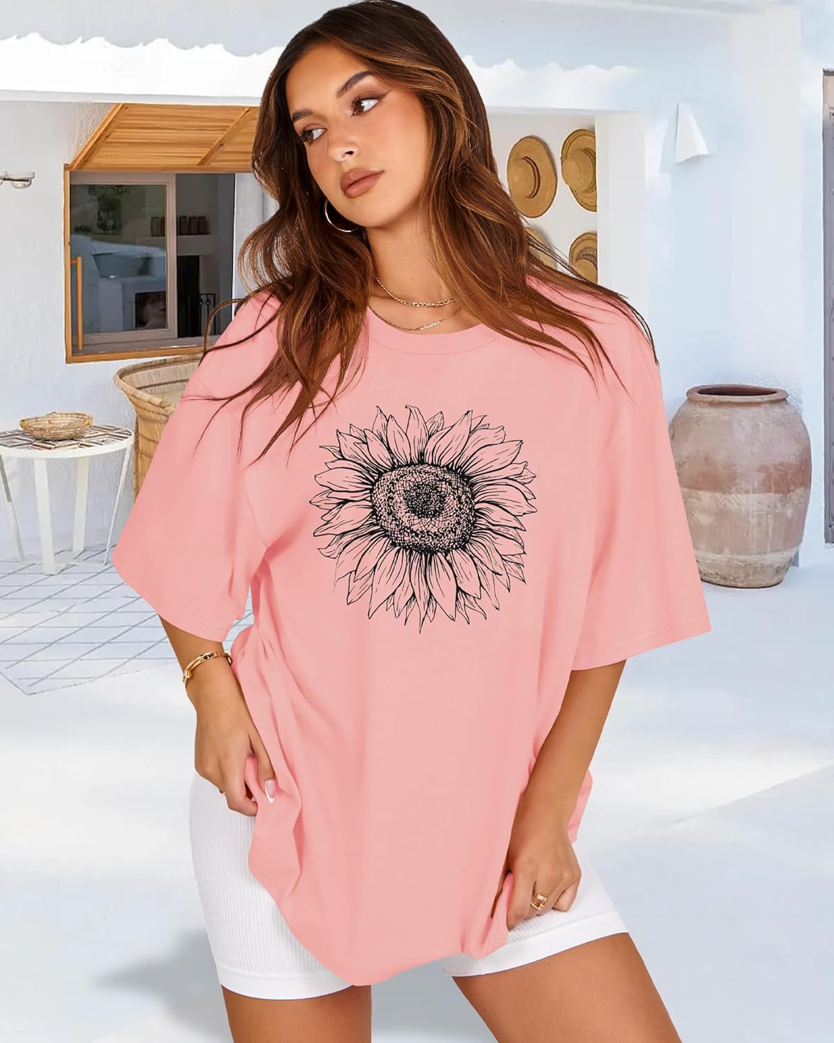 Womens Oversized Tshirt Graphic Tees Crew Neck Summer Short Sleeve Loose Fit Tops - Image 6