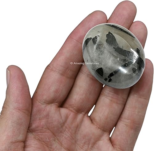 Miniatura 5 de Amazing Gemstone Cristales de Cuarzo Rutilado Negro y Piedras Curativas - Grandes Cristales de Piedra de Palma - Cristal para Buena Suerte, Energía