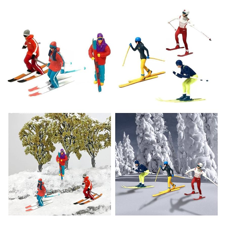 Amazon | Toysmith 6x 樹脂 1/64 ミニチュア モデル スキー